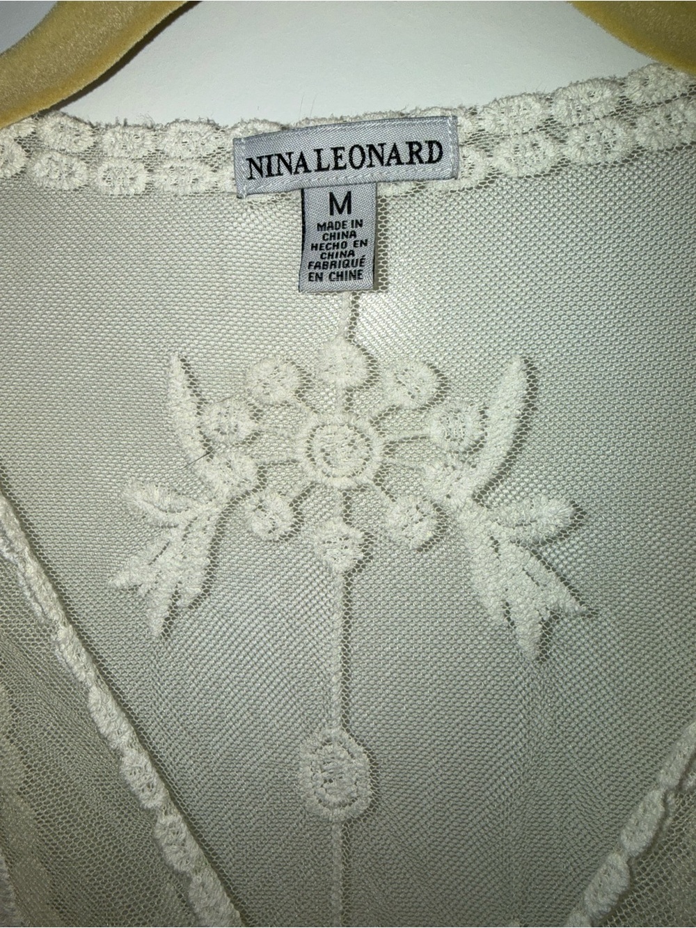 Nina Leonard Cream to Coral Ombre Embroidered Sheer Kimono - Picture 2 of 2